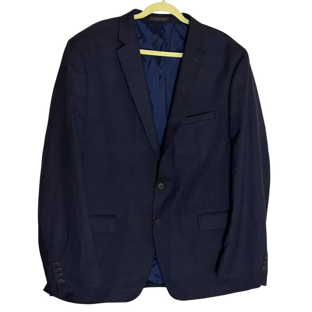 Van Heusen Flex Men's Blazer Suit Jacket 2 Button Check Navy Black 50R